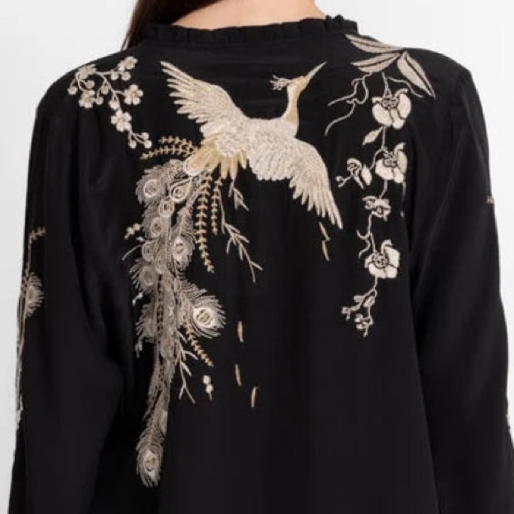 Johnny Was silk Calipso Button Neck Field Blouse NWT oversized - Picture 4 of 15